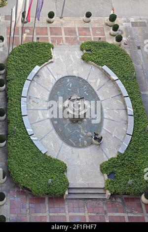 Ljubljana, Slowenien - 12. Oktober 2014: Luftaufnahme des Hotels Union Fountain in Ljubljana, Slowenien. Stockfoto
