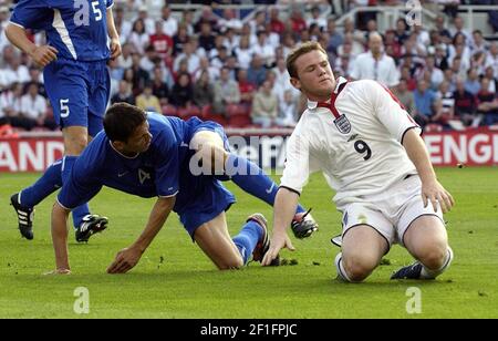 ENGLAND V SLOWAKEI AM RIVERSIDE STADION MIDDLESBROUGH 11/6/2003 BILD DAVID ASHDOWNENGLAND FUSSBALL Stockfoto