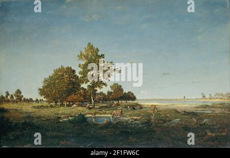 Théodore Rousseau - Landschaft mit einem Büschel von Bäumen Stockfoto