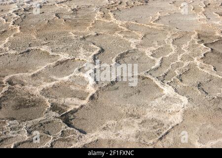 Nahaufnahme von Kalksteintravertin in Pamukkale. Stockfoto