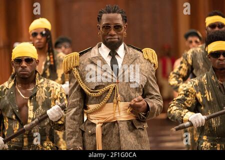 Coming 2 America (2021) Regie Craig Brewer und mit Wesley Snipes als General Izzi in dieser Fortsetzung der 1988 Coming to America. Stockfoto