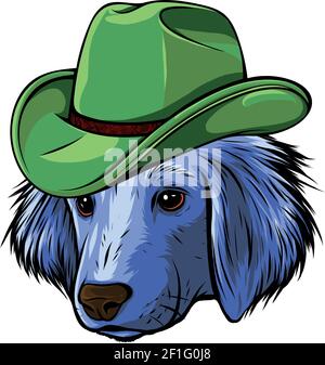 Welpe Kopf Hund mit Hut Vektor Illustration Stock Vektor