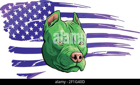 Kopf des Pitbull mit amerikanischer Flagge Vektor-Illustration Stock Vektor