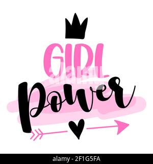 Girl Power - Hand gezeichnet Schriftzug Zitat. Vektorgrafik. Gut für Schrott Buchung, Plakate, Textilien, Geschenke. Feminismus Zitat und Frau motivierend Stock Vektor