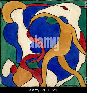 Wood Gaylor Kunstwerk von 1915 mit dem Titel Abstract Figure. Stockfoto