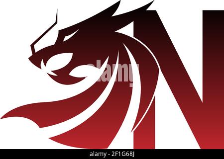 Buchstabe N Logo Symbol mit Drachen Design Vektor Illustration Stock Vektor