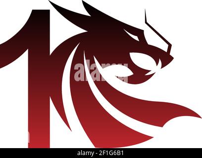 Nummer 1 Logo-Symbol mit Drachen Design Vektor Illustration Stock Vektor