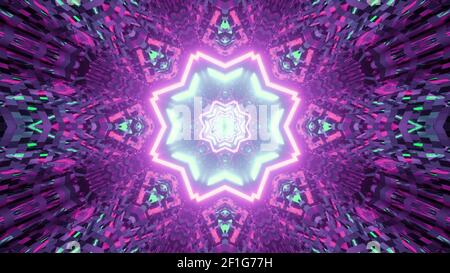 Ein 3D Rendering futuristischen Hintergrund mit bunten Neonlicht und Bewegungsmuster im Tunnel Stockfoto