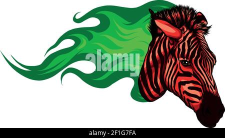 zebra Kopf mit Flammen Vektor Illustration Design Stock Vektor