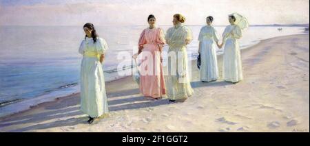 Michael Ancher - ein Spaziergang am Strand Stockfoto