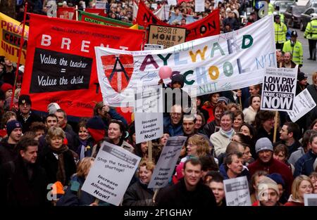 Londoner Lehrer auf Protest in Central London heute in Bezug auf Zum pay,14. März 2002 Foto Andy Paradise Stockfoto