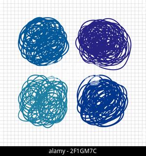 Scribble runde Vektorelemente isoliert auf weißem Hintergrund gesetzt Stock Vektor