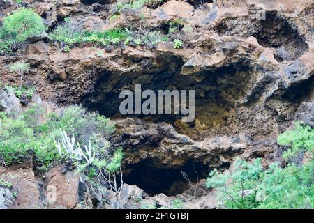 Lavahöhle von La Palma Stockfoto