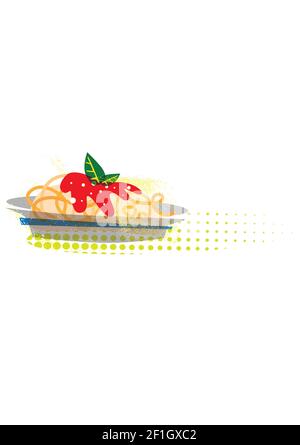 Spaghetti-Gericht Illustration mit Vintage-Geschmack Stockfoto