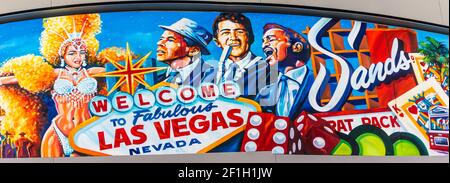 The Mural 'Echoes of Las Vegas' von Adolfo R. Gonzalez im McCarran International Airport, Las Vegas, Nevada, USA Stockfoto