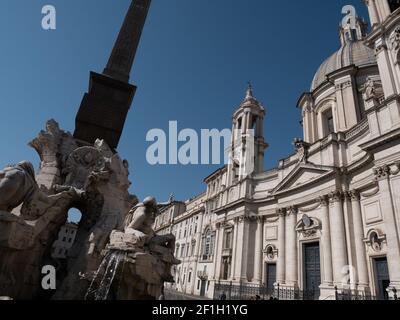 Gian Lorenzo Bernini, Piazza Navona, Brunnen der vier Flüssen, dem Rio della Plata in Rom Stockfoto