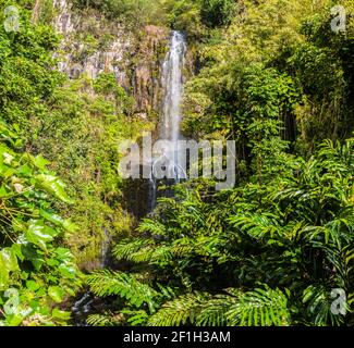 Wailua Falls auf dem Hana Highway, Maui, Hawaii, USA Stockfoto