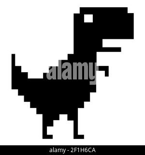 Ein schwarzer Dinosaurier-Symbol zeigt Offline-Fehler für android. Pixel Art Stil Symbole, Element-Design für Logo, App, Web, Aufkleber. Videospiel Sprite. Isoliert Stock Vektor