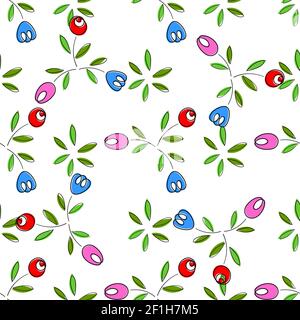 Nahtloser Hintergrund mit Blumen von Hand gezeichnet Stockfoto