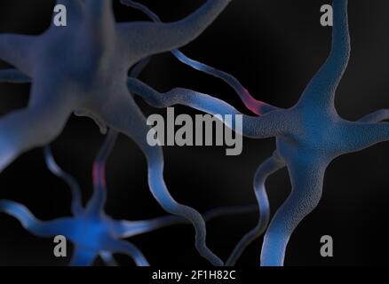 Neuronen im Gehirn 3D-Illustration verbunden Stockfoto