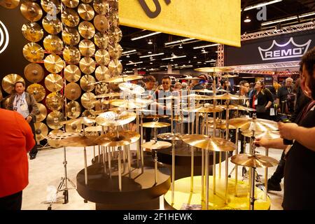 Sabian Cymbals bei der Musikinstrumentenkonferenz Stockfoto