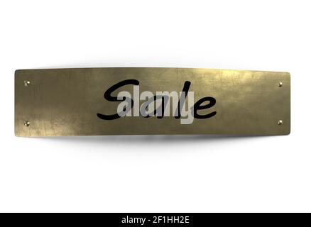 Gold Metall Verkauf Banner 3D-Illustration Stockfoto