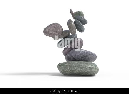 Broken balancie Falling Stones Set 3D Illustration Stockfoto