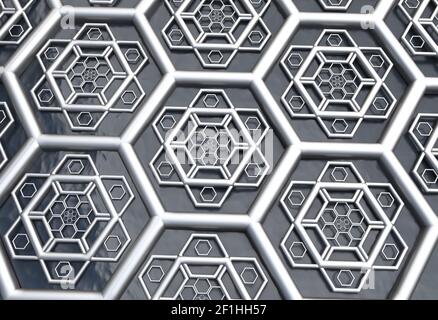 Sechseckige abstrakte Hintergrund 3D Illustration Stockfoto