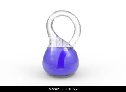 Einseitig mesh Kleinsche Flasche isoliert auf einem weißen mit blauem Wasser in 3d illustration Stockfoto