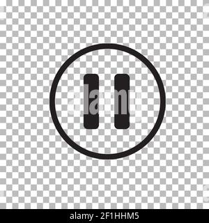 Pause-Taste Symbol auf transparentem Hintergrund. Pause-Taste Zeichen. Flach Stil. Stockfoto