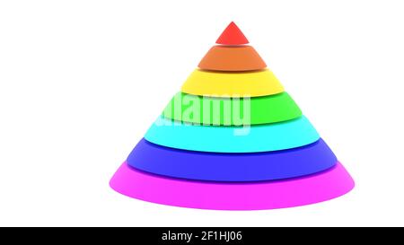 Pyramide zylyndric Diagramm Regenbogen Farbe 3D Abbildung Stockfoto