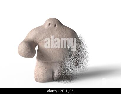 Golem gehen in Staub auf weißem Hintergrund. 3D Abbildung Stockfoto