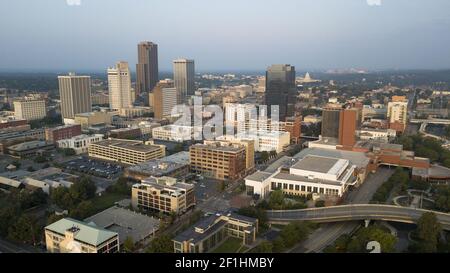 Über die Downtown City Center Skyline von Little Rock Arkansas State Capitol Stockfoto