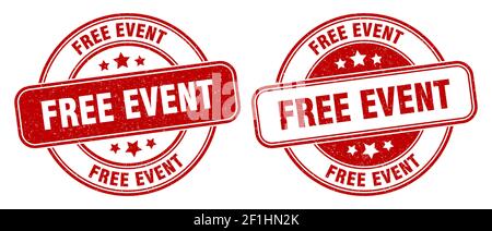Freie Veranstaltungsmarke. Freies Veranstaltungsschild. Rundes Grunge-Etikett Stock Vektor