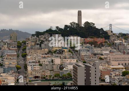 Coit Tower auf Telegraph Hill Nachbarschaft in San Francisco Kalifornien Stockfoto