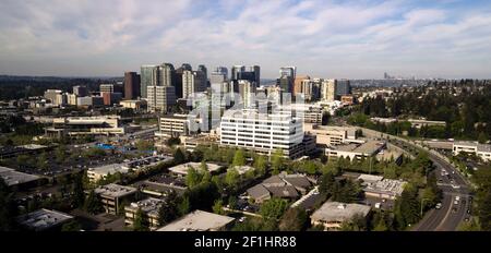 Hoch Oben Blick Auf Die Luft Bellevue Washington City Skyline Stockfoto