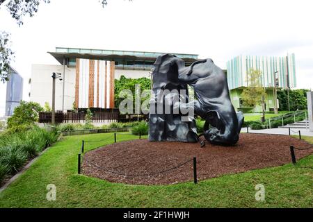 Die Welt Dreht Sich Skulptur von Michael Parekowhai, South Bank, Brisbane, Queensland, Australien Stockfoto