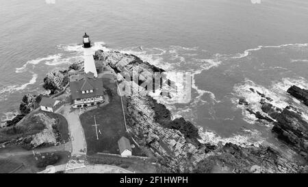 Berühmte Portland Head Light Atlantikküste Leuchtturm Stockfoto