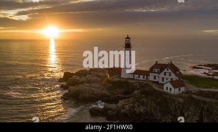 Berühmte Portland Head Light Atlantikküste Leuchtturm Stockfoto