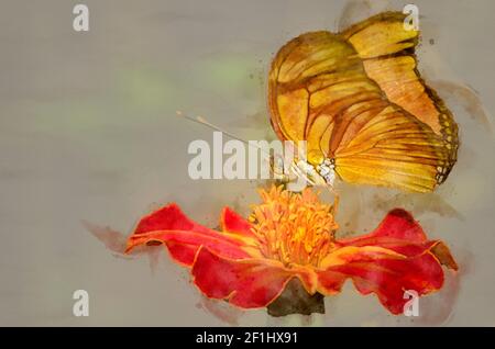 Bunte Schmetterling digitale Aquarell Illustration Stockfoto