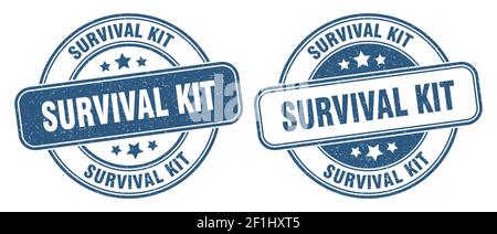 Survival Kit Stempel. Survival Kit Zeichen. Runde Grunge Etikett Stock Vektor