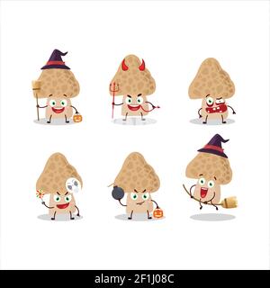 Halloween Ausdruck Emoticons mit Comic-Charakter der Morel. Vektorgrafik Stock Vektor