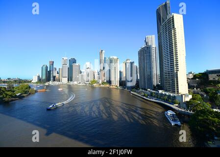 Ein Blick auf Brisbanes Central Business District von der Story Bridge aus gesehen. Stockfoto