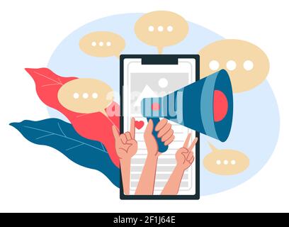 Werbung und Marketing im Social Media Netzwerk Stock Vektor
