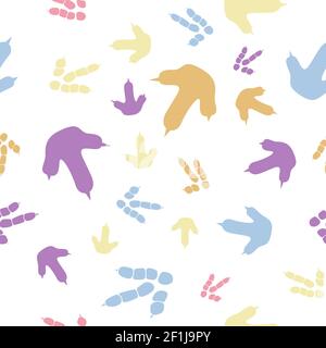 Dinosaurier Fußabdruck Spuren. Minimale Farbe Nahtloses Muster. Hintergrund mit Pfote, Klaue Raubtier. Dinosaurier Fußabdruck nahtlose Muster perfekt für Textil, Wrap und Tapete und Design Stock Vektor
