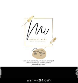 M V MV Anfangsbuchstabenhandschrift und Signaturlogo. Beauty Vektor anfängliches Logo .Mode, Boutique, Blumen und botanische Stock Vektor
