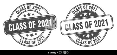 Klasse von 2021 Stempel. Klasse von 2021 Zeichen. Runde Grunge Etikett Stock Vektor