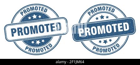 Beförderte Marke. Beförderte Zeichen. Runde Grunge Etikett Stock Vektor