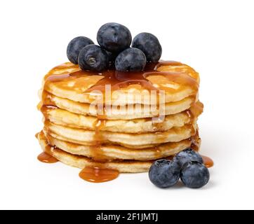 Pfannkuchen mit Heidelbeeren und Sirup Stockfoto