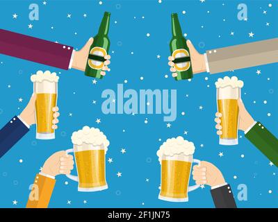Leute klirren Biergläser. Stock Vektor